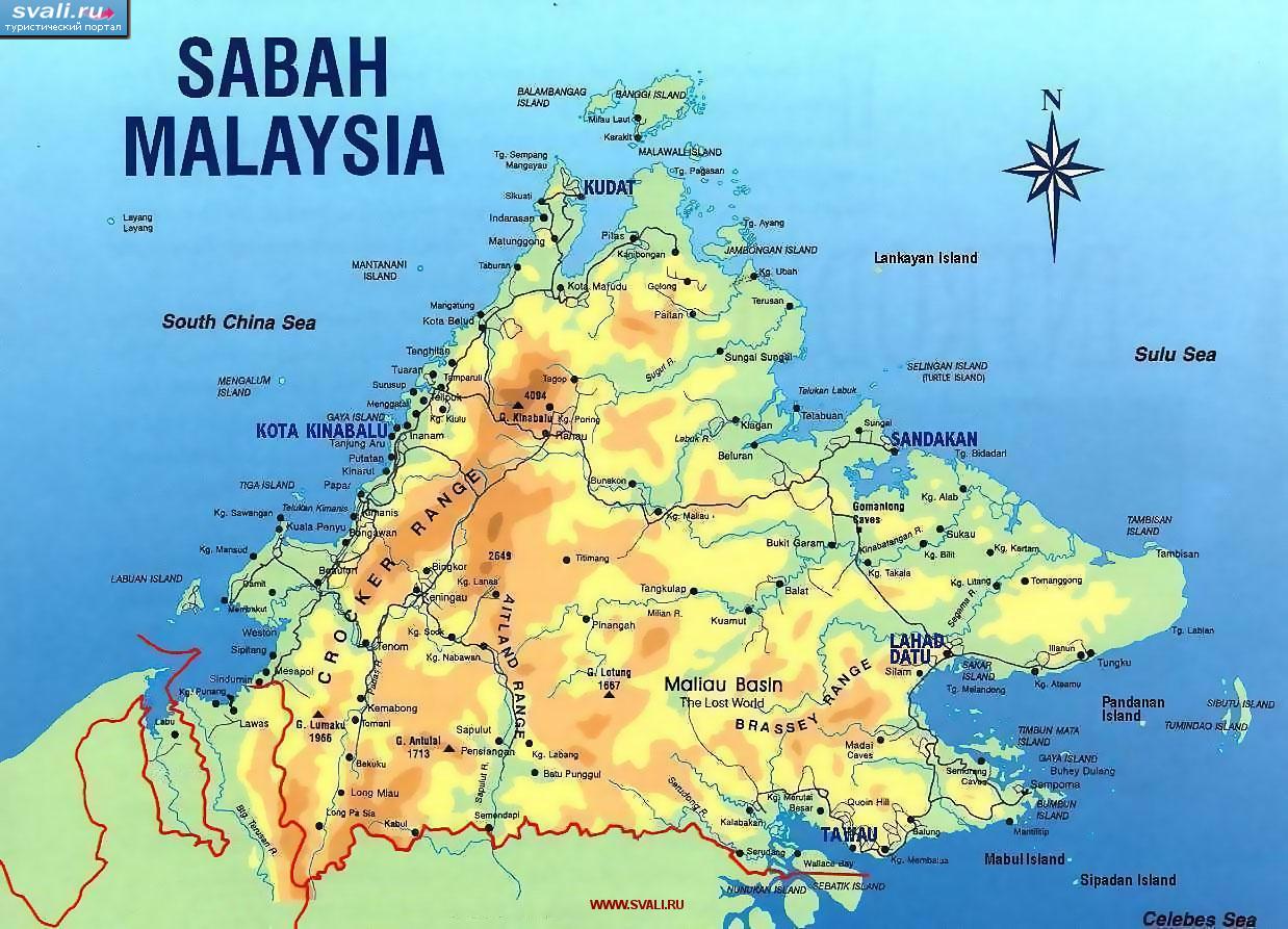 Сабах Малайзия на карте