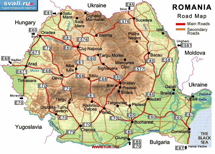 Карта румынии с городами подробная